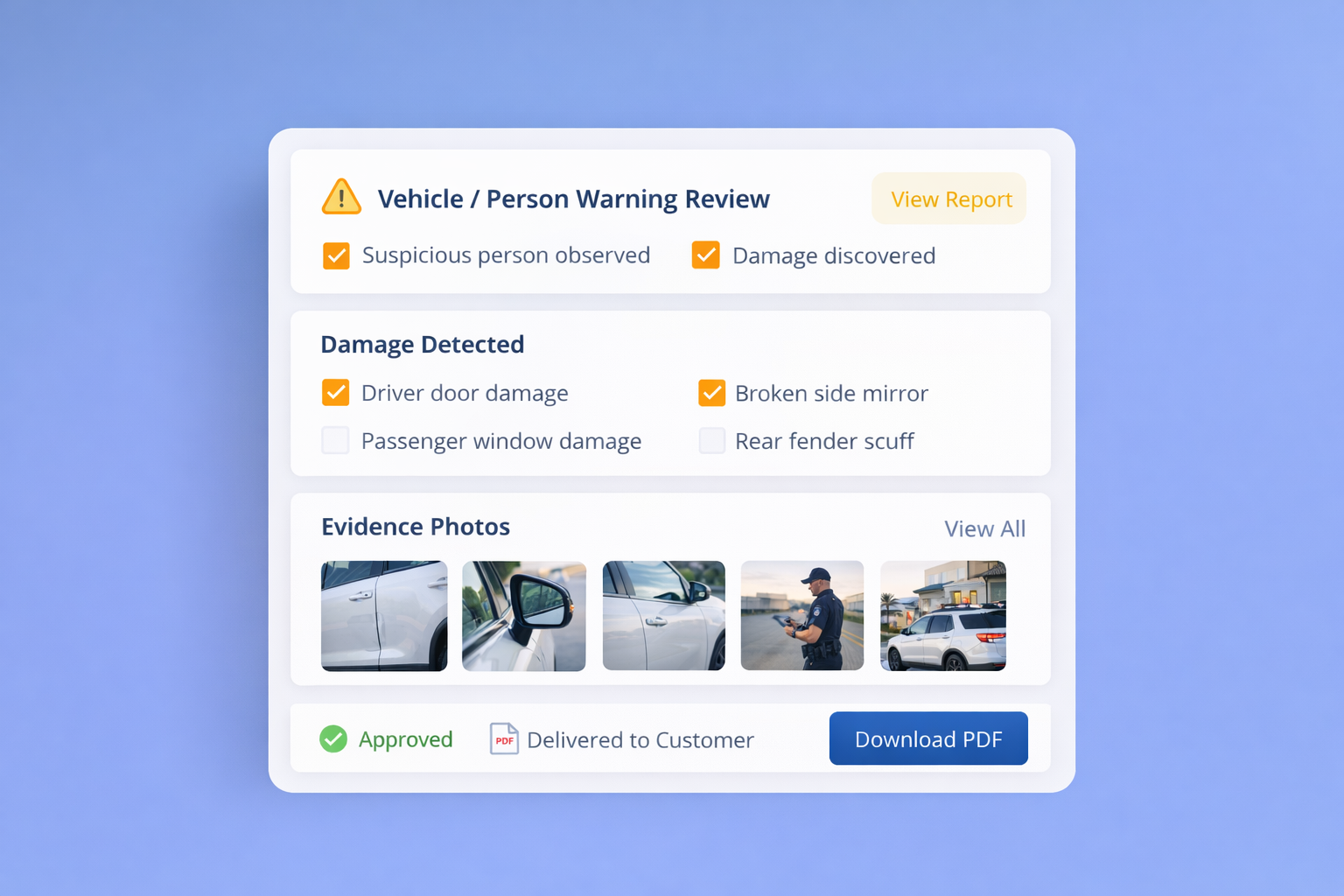 Warnings, damage, and evidence portal companion